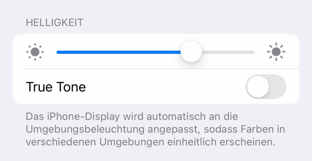 Helligkeitseinstellung beim iPhone