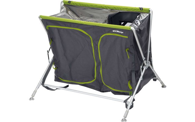 Graue fast zusammengeklappte Camping-Küchenbox
