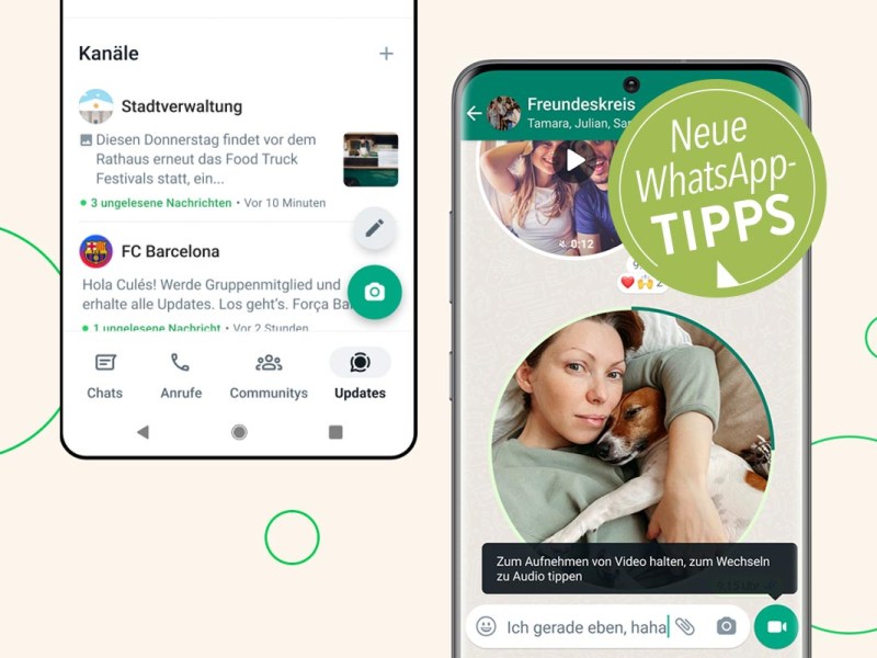 Smartphones, auf denen WhatsApp geöffnet ist.