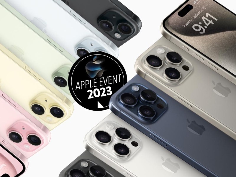 Die neuen iPhone-15-Modelle auf einem Bild.