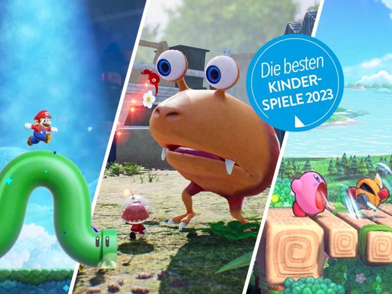 Spiele für Kinder auf einem dreigeteiltem Bild.